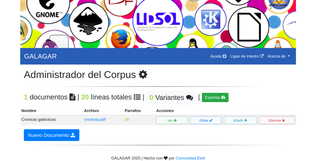 Muestra un listado de documentos subidos a esquite